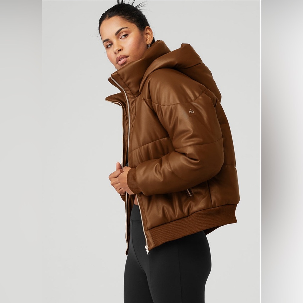 Move like a boss in this faux leather puffer from Alo
